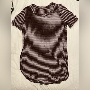 Lululemon Om Tee West2east Stripe Heathered Bordeaux Drama